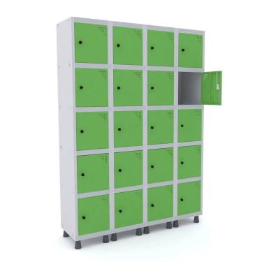 Imagem de Armário Locker Roupeiro 20 Portas Aço Grp 504/20 Pandin Móveis Cinza/verde Miró