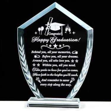 Imagem de Movdyka Presentes de formatura para ela ele decoração de cristal placa colegial presente de formatura para mulheres homens classe de 2025 presente de parabéns de pós-graduação para mestrado PHD