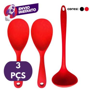 Imagem de Kit 01 Concha Para Feijão Sopa E 02 Colher Arroz Pequena Panela Eletri