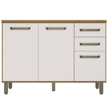 Imagem de Balcão de Cozinha e Tampo 120cm Rita Freijó/Off Acetinado Z44 - Mpozen