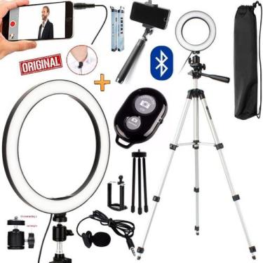Imagem de Kit Youtuber Microfone Lapela Led Ring Light Anel Iluminador + Tripé P