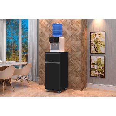 Imagem de Armário Balcão Suporte Para Bebedouro Com 1 Porta E 1 Gaveta Alaska Preto