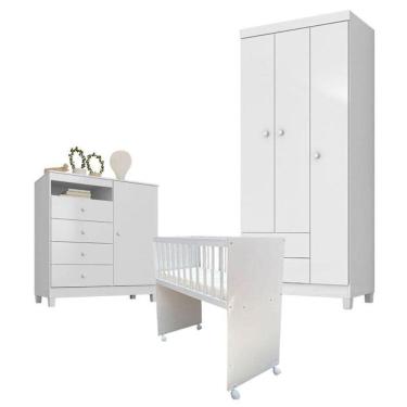 Imagem de Quarto Bebê 3 Portas Ternura Baby E Mini Berço Moisés Alegria Com Colchão - Incorplac