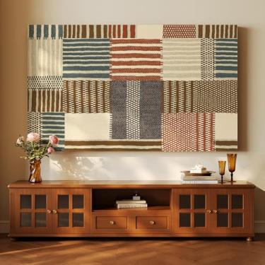 Imagem de Capa de TV 32-80 polegadas Indoor TV Capa à prova de poeira Qualidade LCD/LED Capa de tela pendurada/curvo protetor de tela multifuncional sala de estar Tecido decorativo-Xadrez-5||78 polegadas (180 x