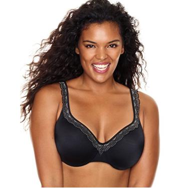 Imagem de JUST MY SIZE Sutiã feminino puro confortável com fecho traseiro de renda sem aro MJ1271, Preto, 32D