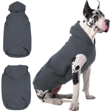 Imagem de IECOii Moletom com capuz quente para cães grandes, colete de lã com orifício para coleira e bolso, moletom com capuz para clima frio para cachorro menina menino, moletom extra grande para cachorro