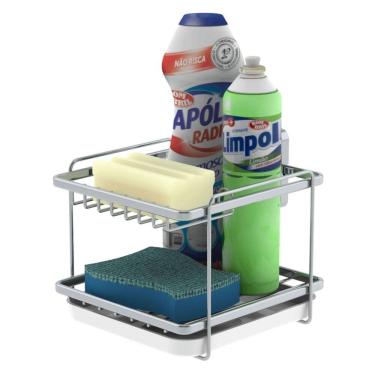 Imagem de Suporte Cozinha Pia Porta Detergente Com Ventosa Cromado