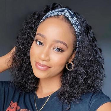 Imagem de Peruca com faixa de cabeça Aiterina deep wave 100% cabelo humano 20cm