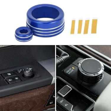 Imagem de A ABSOPRO Drive Mode 4WD e espelho retrovisor, tampa do botão de controle, anel interior decalque guarnição para Toyota Tundra 2022-2023 liga de alumínio azul, 2 peças