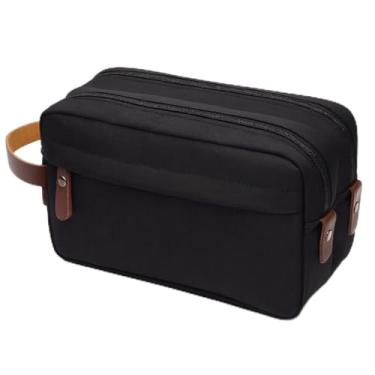 Imagem de Necessaire Unissex Masculina Bolsa Para Viagem Trabalho Organizador Impermeável 2 Compartimentos Grande 2 Bolsos Organizadores (Preta)