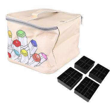 Imagem de Aqur2020 Estojo de Marcadores Com 120 Espaços, Organizador de Suprimentos de Arte Em Couro PU Com Alça de Transporte Suporte de Caneta de Grande Capacidade para Marcadores, Maquiagem e