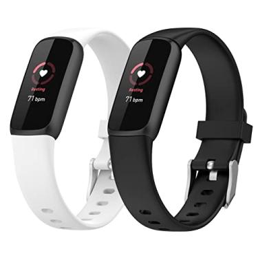 Imagem de Hoopyeecase pulseira de relógio Compatível com Fitbit Luxe Bands ，Suave Silicone Esporte À prova d'água Quick Release Respirável Substituição Pulseiras de relógio Acessórios para mulheres homens