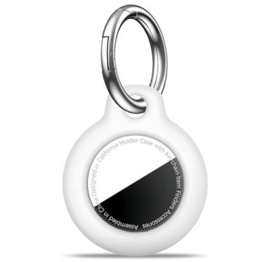 Imagem de Suporte para AirTag, capa com chaveiro, antirriscos para AirTags, chaveiro para Apple para AirTags, acessórios de airtag para rastreador de itens GPS, branco