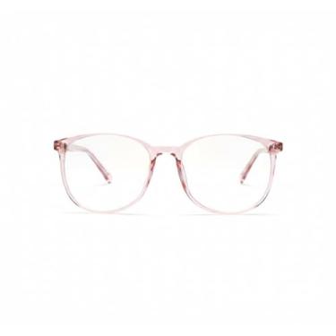 Imagem de Óculos Feminino Delicado, Armação com Proteção UV400, Lentes Transparentes sem Grau, Anti Luz Azul, Medidas 14,5 x 5,5 x 5cm (ROSA)