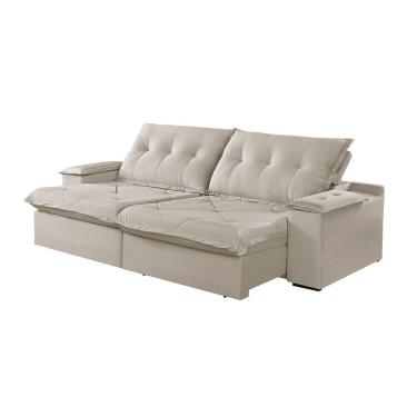 Imagem de Sofá 4 Lugares Retrátil E Reclinável Martins M-163 Veludo Creme