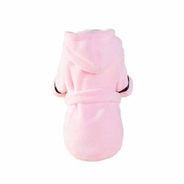 Imagem de Toalhas de microfibra para cães para secar cães grande toalha média pequena absorvente roupão para animais de estimação roupas de gato com capuz macio confortável fofo (rosa, 2GG)