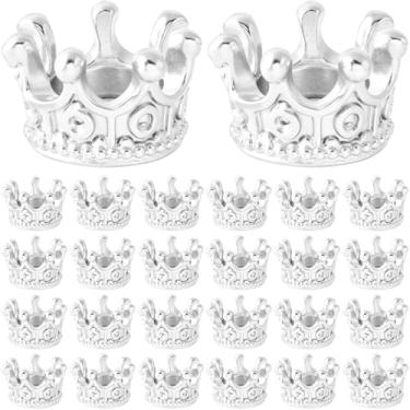 Imagem de Incinkod Pingentes de coroa, mini coroas de liga 3D para artesanato, contas de coroa vintage, suprimentos de pingentes de coroas DIY, 0.41"x0.26", Liga de aço, Sem Pedra Preciosa