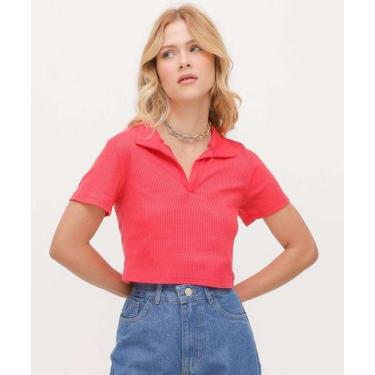 Imagem de Blusa Feminino Cropped Polo Canelado Manga Curta Maris-07061 - Marisa,