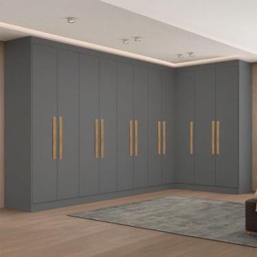 Imagem de Guarda-Roupa Modulado German 11 Portas 4 Gavetas Onix - Maxel, Cinza
