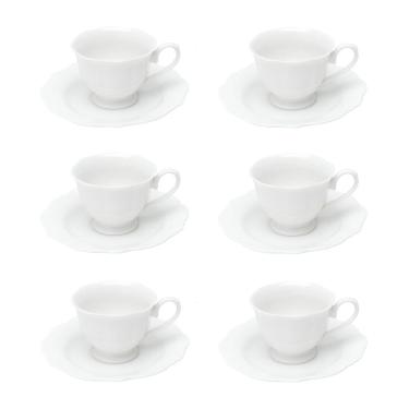 Imagem de Cj 6 Xícaras P/Café C/Pires de Porcelana Branca Maldivas 80ml Wolff