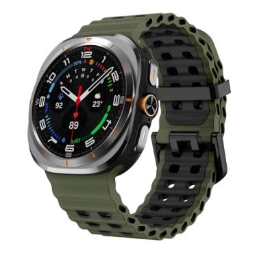 Imagem de CYSUE Pulseira marinha para Samsung Galaxy Watch Ultra, 47 mm, acessórios esportivos, pulseira correa de silicone para Galaxy Watch7 Ultra 47 mm (verde militar-preto)