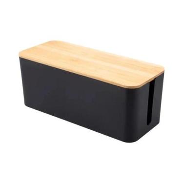Imagem de Caixa De Armazenamento De Cabos De Madeira À Prova De Poeira, Organiza