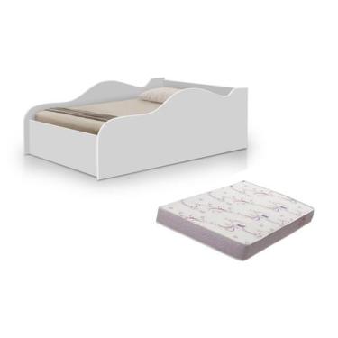 Imagem de mini cama infantil juvenil carro com proteção lateral fixa entrada na 