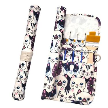 Imagem de Funny live Suporte de pincel de tinta, suprimentos de arte, suporte de pincel de artista e organizador de armazenamento, estojo de enrolar para proteger pincéis de aquarela a óleo acrílico (gatinho