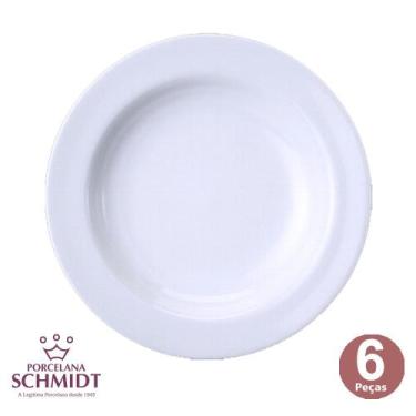 Imagem de Jogo 6 Pratos Fundos Sopa Massa Cilíndrica Porcelana Schmidt - Porcela