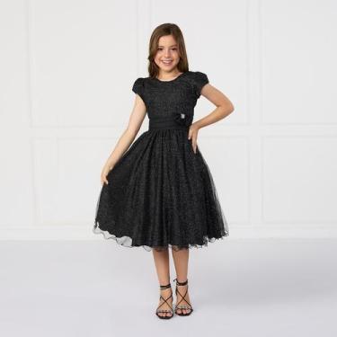 Imagem de Vestido Glitter Preto Infantil Festa Aniversário Luxo - JL Kids, 8