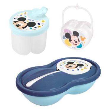 Imagem de Kit infantil pote papinha com divisória, porta leite em pó e porta chu
