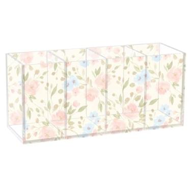 Imagem de Burbuja Porta-canetas de acrílico com 4 compartimentos, suporte de lápis transparente para pincéis de maquiagem, acessórios de mesa de escritório em casa
