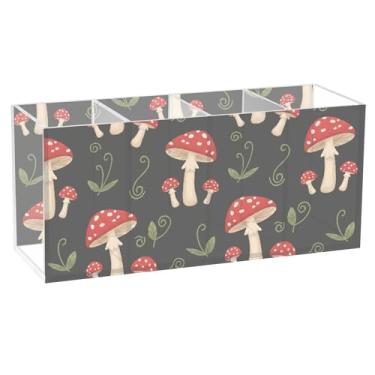 Imagem de Burbuja Porta-canetas de acrílico Cogumelo, 4 compartimentos, suporte de lápis transparente para pincéis de maquiagem fixos, acessórios de mesa de escritório em casa