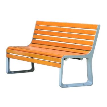 Imagem de Bancos de jardim para ambientes externos, madeira e metal com forte capacidade de carga nas costas, bancos externos à prova de intempéries para 3 pessoas, para quintal, pátio, jardim (120 cm)