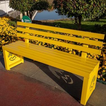 Imagem de Banco de parque banco de jardim externo banco de jardim pátio banco de jardim, bancos externos com moldura de metal de aço antiferrugem, para pátio de varanda de jardim (preto, 150 cm/59 pol)