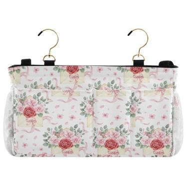 Imagem de Burbuja Organizador de armazenamento suspenso Love Letters com 2 alças e ganchos para casa, faculdade, dormitório, beliche, cama de hospital e berço