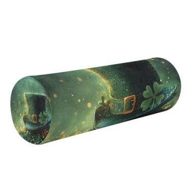 Imagem de Burbuja Almofada de rolo cilíndrico de St. Patrick's Hat para alívio da dor no pescoço, almofada de viagem cervical de espuma viscoelástica com capa lavável removível para cama, cabeça e pernas