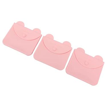 Imagem de Caixa de armazenamento de envelope de silicone Bolsa selada portátil ecológica à prova de poeira Organizador de clipe de armazenamento temporário para pequenos acessórios em (Rosa)
