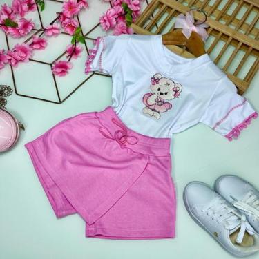 Imagem de Conjunto infantil menina short saia - Pirulitando, Rosa, 8