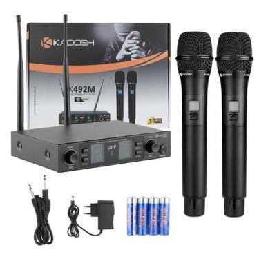Imagem de 2 microfone sem fio de mao profissional com display k492m kadosh