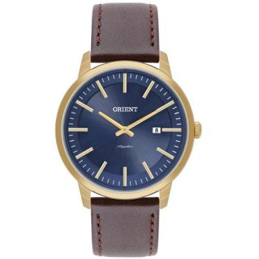 Imagem de Relógio orient maculino slim safire couro mgsc1016 d1nx