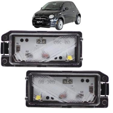 Imagem de Par De Lanterna Luz De Placa Fiat 500 2012 Com LED Conector Quadrado -