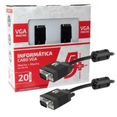 Imagem de Cabo vga macho c/ filtro blindado preto 20 metros - 5+