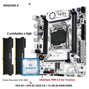 Imagem de Kit Placa-Mãe X99 K9 LGA2011-3 Com CPU Xeon E5 2650 V4, 16GB RAM DDR4,