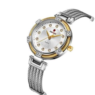 Imagem de Relogios Feminino analogico fashion 840 - Kademan, Prata/Dourado