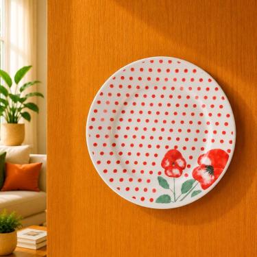 Imagem de Pires Decorativo de Parede Modelo Holambra com Suporte para Fixação em Cerâmica Branco
