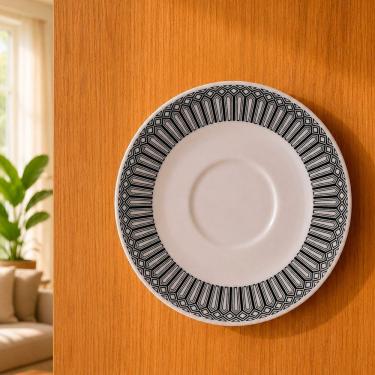 Imagem de Pires Decorativo de Parede Enfeite para Sala Cozinha Quarto com Suporte em Cerâmica Branco Arte Nativa