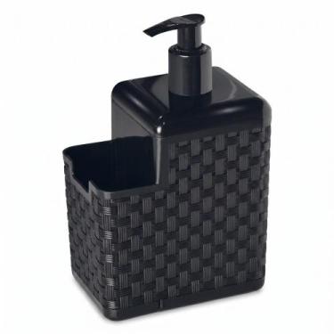 Imagem de Porta Detergente e Esponja 500ml com Bico Dosador Rattan Preto - ARQPL