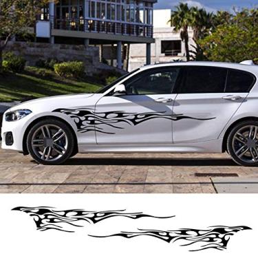 Imagem de MVMTVT Adesivos laterais da porta de carro filme de vinil decoração automotiva decalques estilo esportes automóveis chama grande acessórios de carro