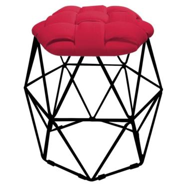 Imagem de Kit 04 Puff Banqueta Luna Nó Preto Corino Vermelho